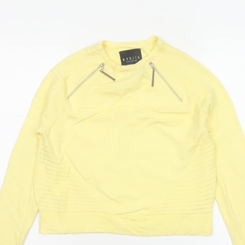 Mohito Women Yellow XS Zip Detail Crew Neck Knit Jumper