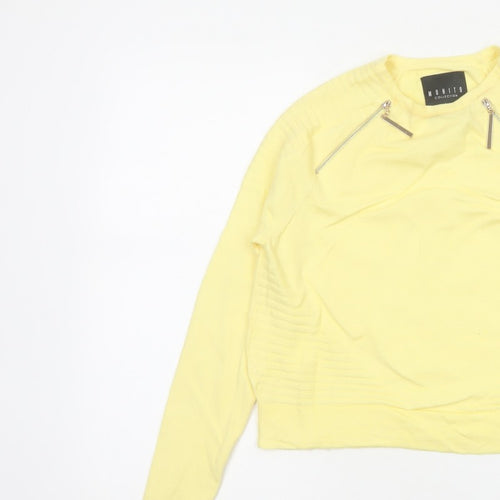 Mohito Women Yellow XS Zip Detail Crew Neck Knit Jumper