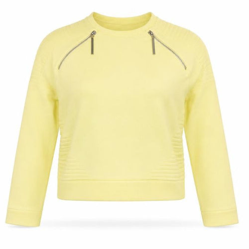 Mohito Women Yellow XS Zip Detail Crew Neck Knit Jumper