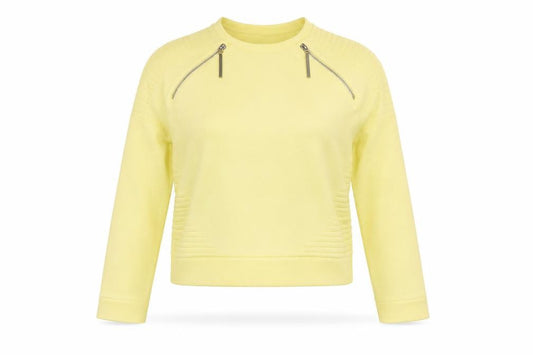 Mohito Women Yellow XS Zip Detail Crew Neck Knit Jumper