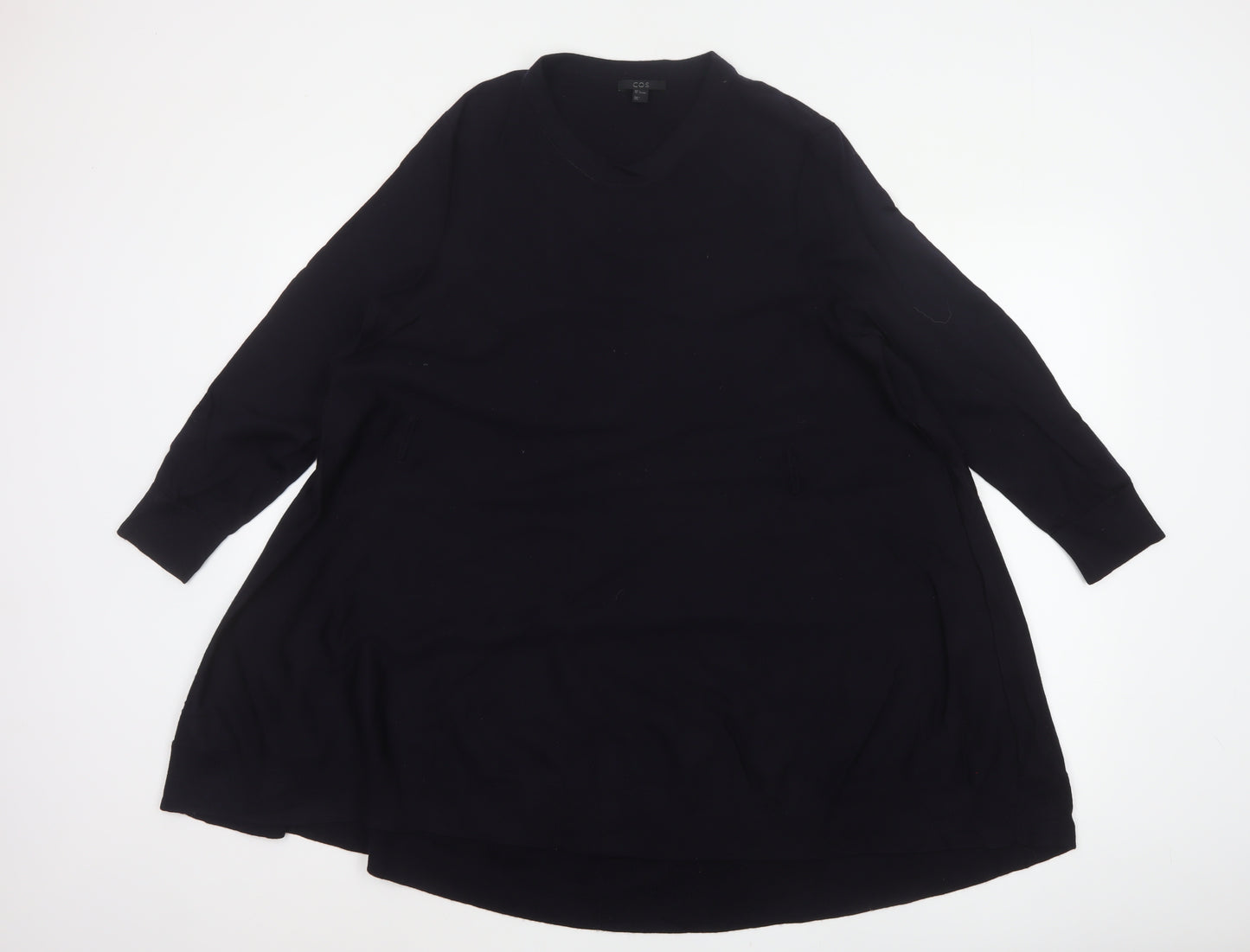 COS Women Black Size 16 Wool Knit Jumper Dress Long Sleeve