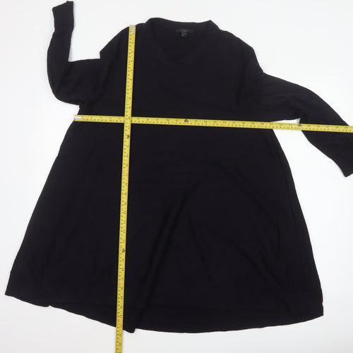 COS Women Black Size 16 Wool Knit Jumper Dress Long Sleeve