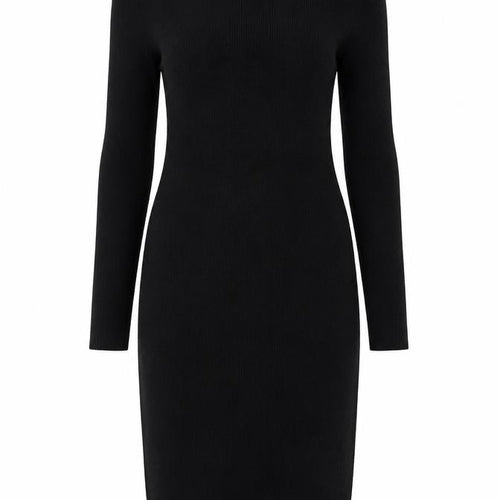 ME+EM Women Black Size 10 Merino Wool Long Sleeve Jumper Dress