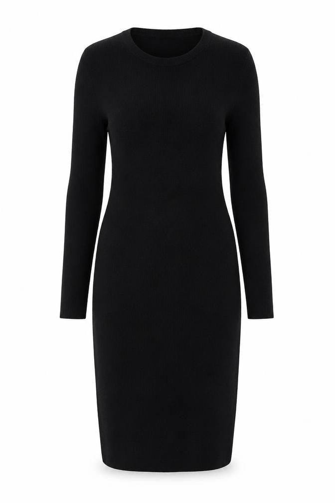 ME+EM Women Black Size 10 Merino Wool Long Sleeve Jumper Dress