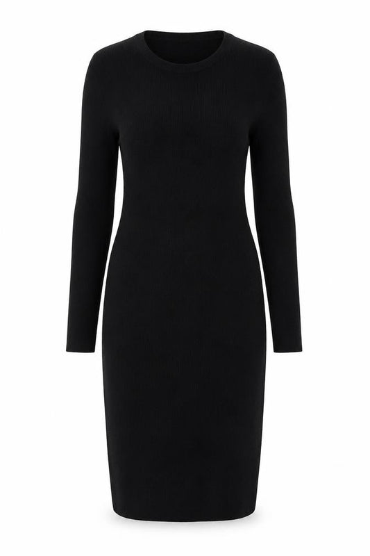 ME+EM Women Black Size 10 Merino Wool Long Sleeve Jumper Dress