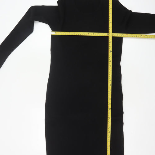 ME+EM Women Black Size 10 Merino Wool Long Sleeve Jumper Dress
