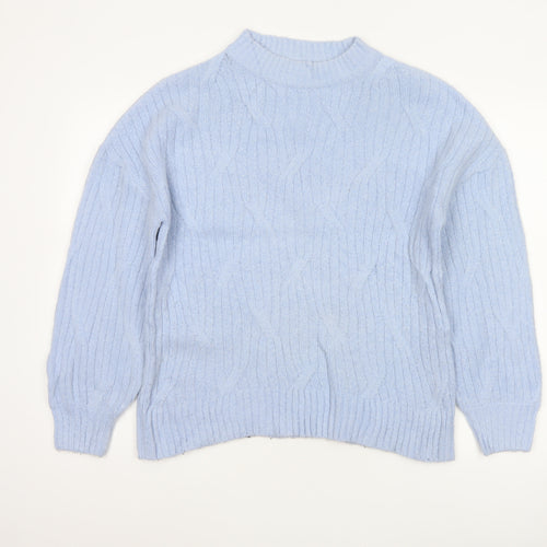 Dorothy Perkins Women Blue UK 12 Cable Knit Mock Neck Jumper