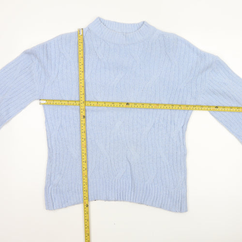 Dorothy Perkins Women Blue UK 12 Cable Knit Mock Neck Jumper