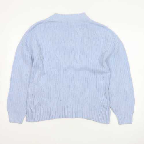 Dorothy Perkins Women Blue UK 12 Cable Knit Mock Neck Jumper