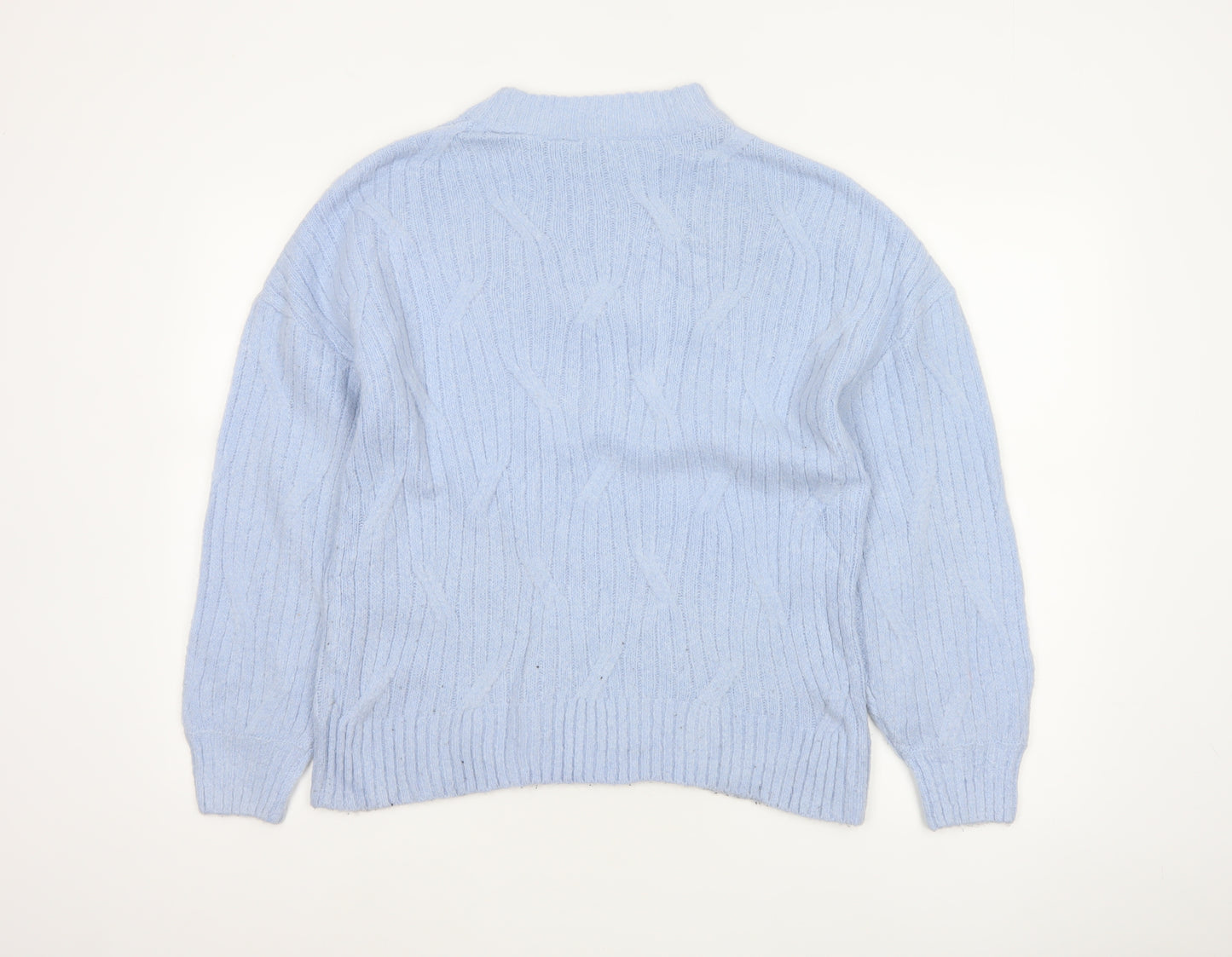 Dorothy Perkins Women Blue UK 12 Cable Knit Mock Neck Jumper