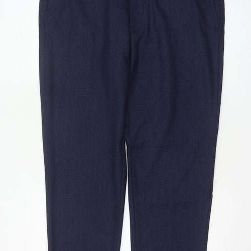 M&S Sartorial Men's Blue 38 Long Tailored Fit Wool Dress Trousers