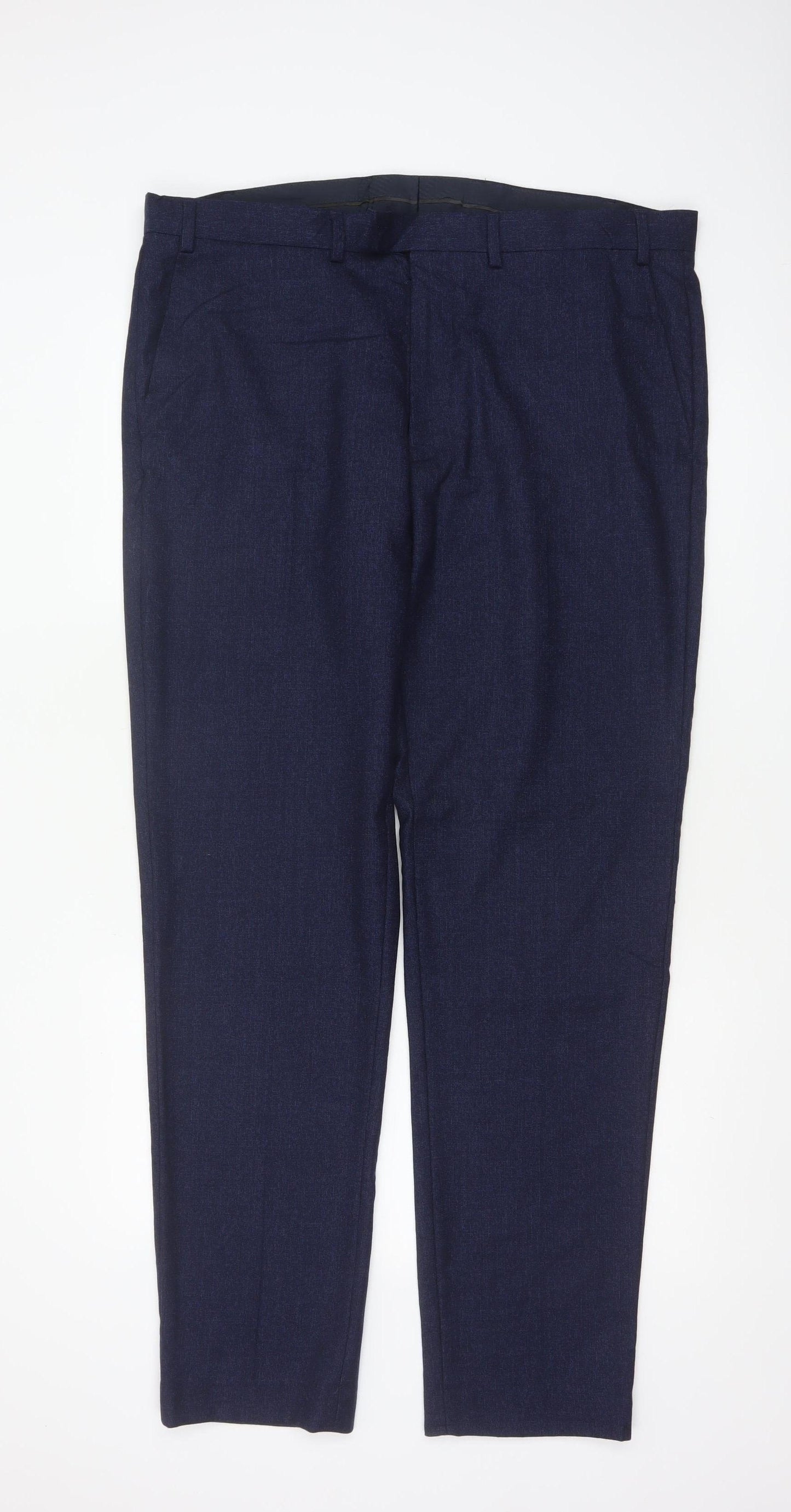 M&S Sartorial Men's Blue 38 Long Tailored Fit Wool Dress Trousers