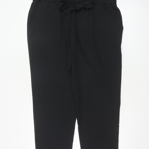 BODYFLIRT Women’s Black UK 18 Paperbag Tie Belt Tapered Trousers