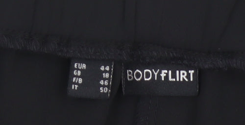 BODYFLIRT Women’s Black UK 18 Paperbag Tie Belt Tapered Trousers