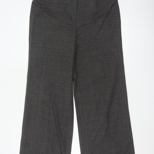 Alex & Co Women Grey Check Wide-Leg Dress Trousers UK 14