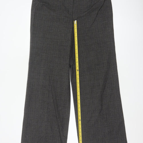 Alex & Co Women Grey Check Wide-Leg Dress Trousers UK 14