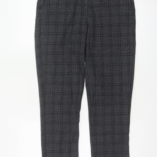 Zaccia Women’s Grey Check Tapered Dress Trousers UK 10 Stretch