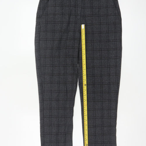 Zaccia Women’s Grey Check Tapered Dress Trousers UK 10 Stretch