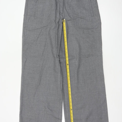 Alex & Co Women Grey UK 14 Wool Blend Straight Tailored Trousers