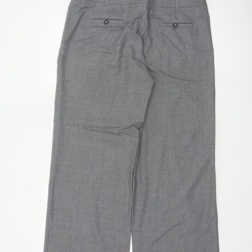 Alex & Co Women Grey UK 14 Wool Blend Straight Tailored Trousers