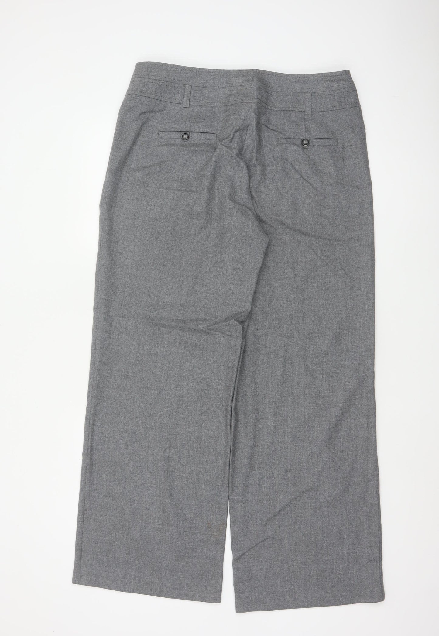 Alex & Co Women Grey UK 14 Wool Blend Straight Tailored Trousers