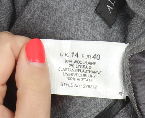 Alex & Co Women Grey UK 14 Wool Blend Straight Tailored Trousers