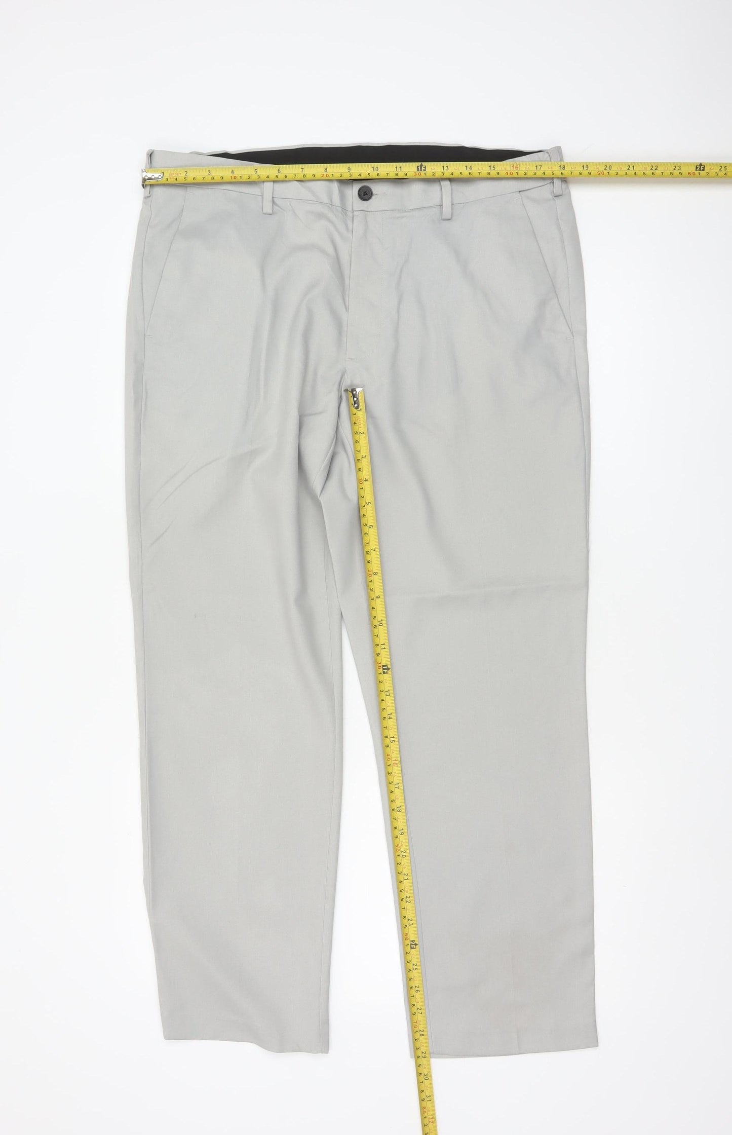 Marks and Spencer Men's Grey 36 Short Regular Fit Dress Trousers