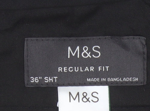 Marks and Spencer Men's Grey 36 Short Regular Fit Dress Trousers