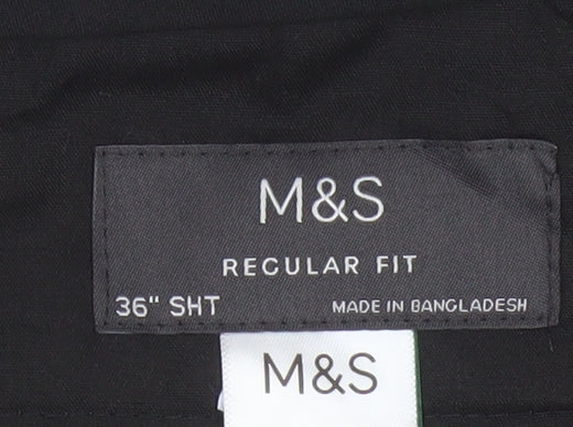 Marks and Spencer Men's Grey 36 Short Regular Fit Dress Trousers