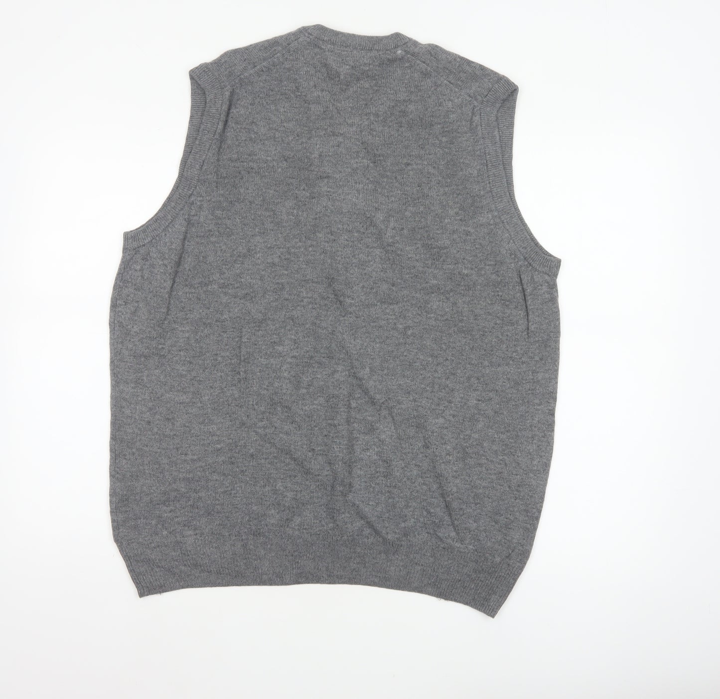 Marks & Spencer Men Grey M Pure Wool V-Neck Knitted Jumper Vest