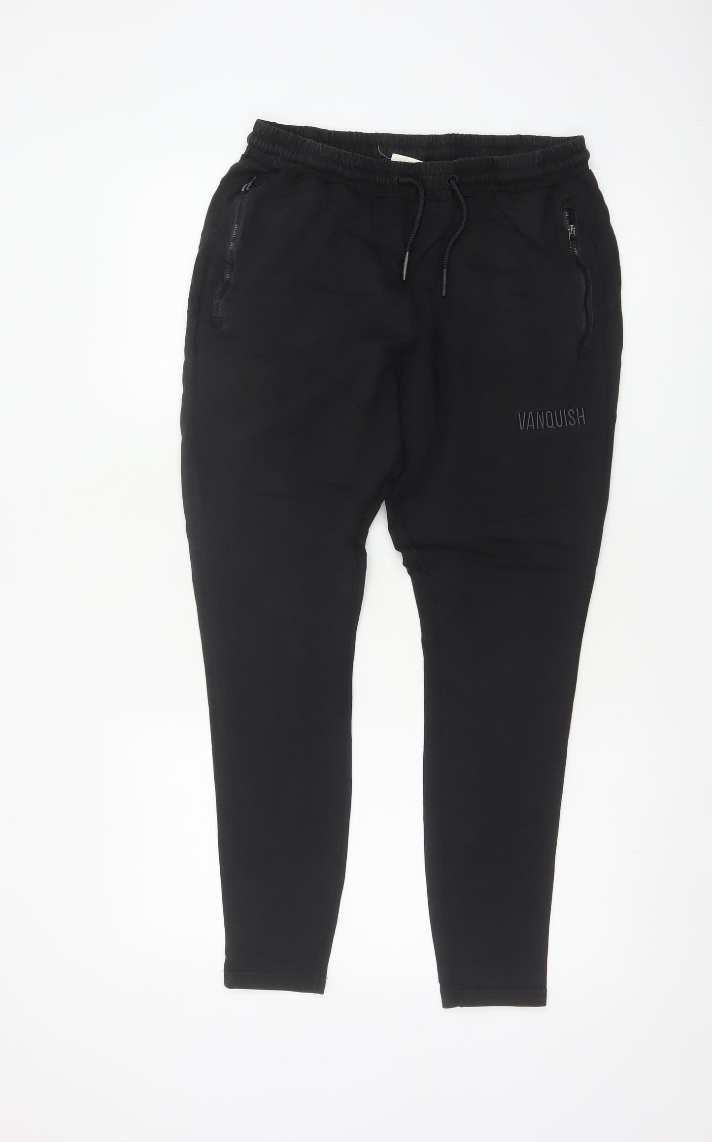 Vanquish Women’s Black L Tapered Jogger Trousers Zip Pockets
