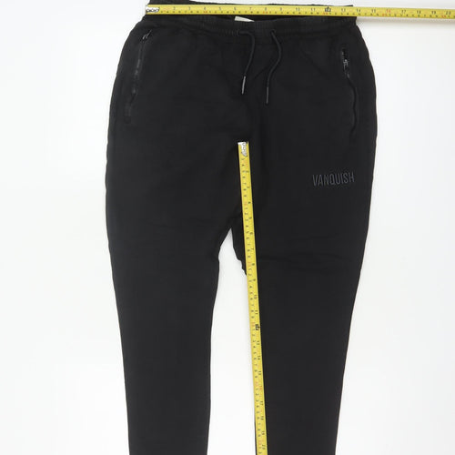 Vanquish Women’s Black L Tapered Jogger Trousers Zip Pockets