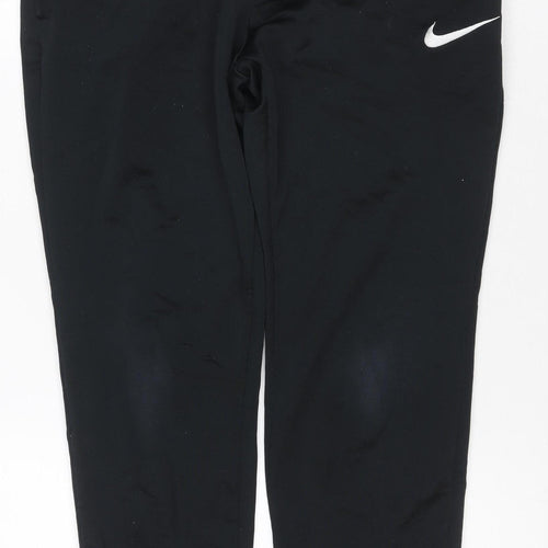 Nike Men Black M Dri-FIT Track Pants Jogger Tapered Zip Pockets