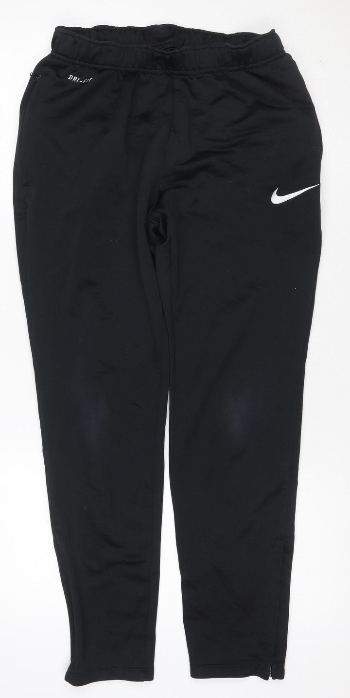 Nike Men Black M Dri-FIT Track Pants Jogger Tapered Zip Pockets