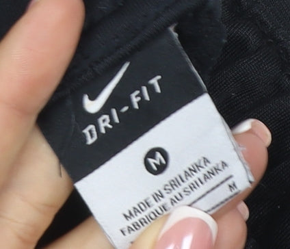 Nike Men Black M Dri-FIT Track Pants Jogger Tapered Zip Pockets