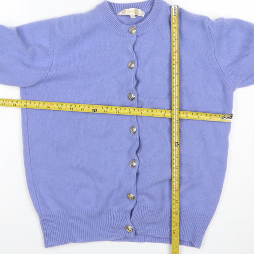 The Cashmere Company Women Purple UK 12 Cashmere Button Cardigan