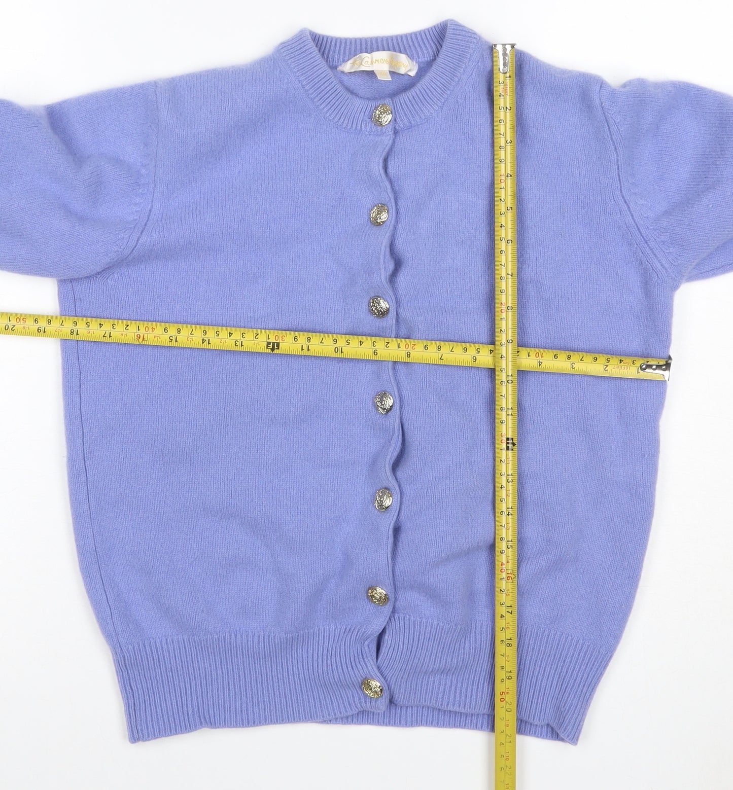 The Cashmere Company Women Purple UK 12 Cashmere Button Cardigan