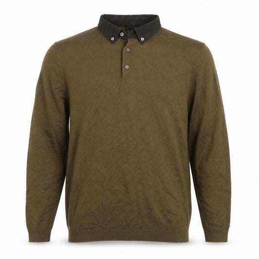 Next Men’s Brown Medium Long Sleeve Cotton Button Down Polo Knit