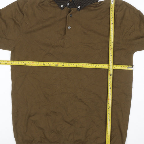 Next Men’s Brown Medium Long Sleeve Cotton Button Down Polo Knit
