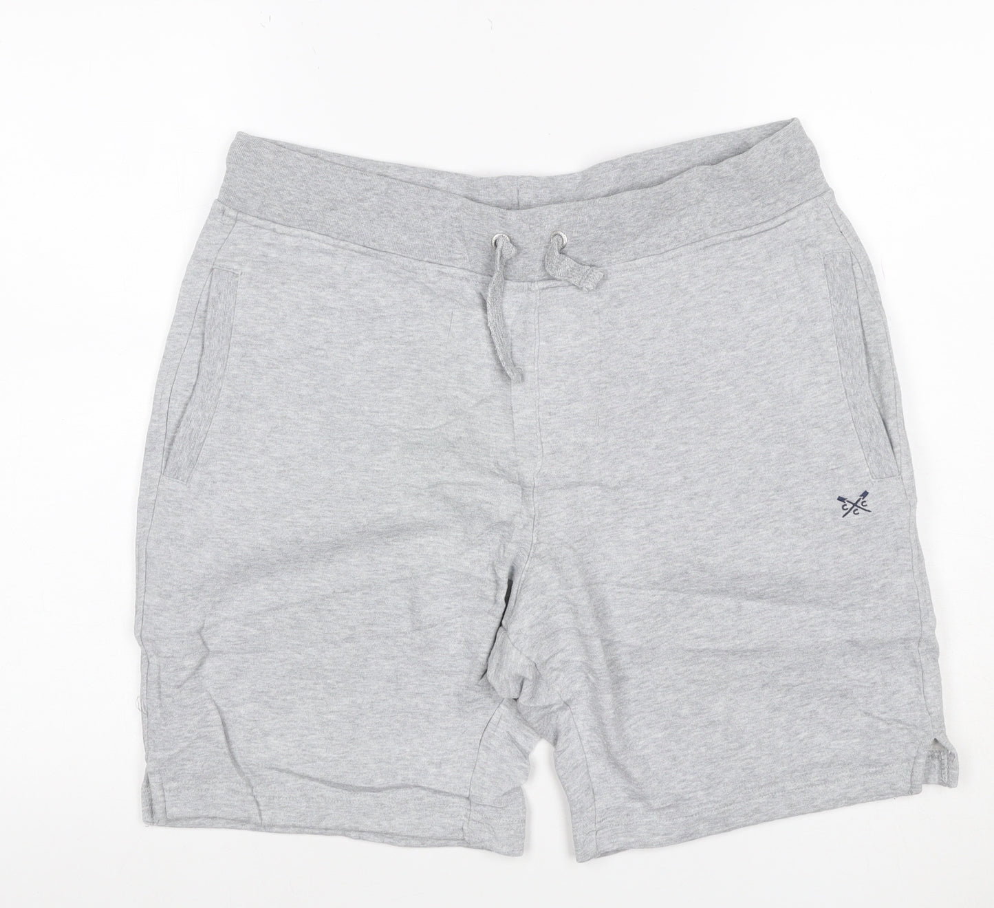 Crew Clothing Company Men’s Grey L Sweat Shorts Drawstring Logo Pockets