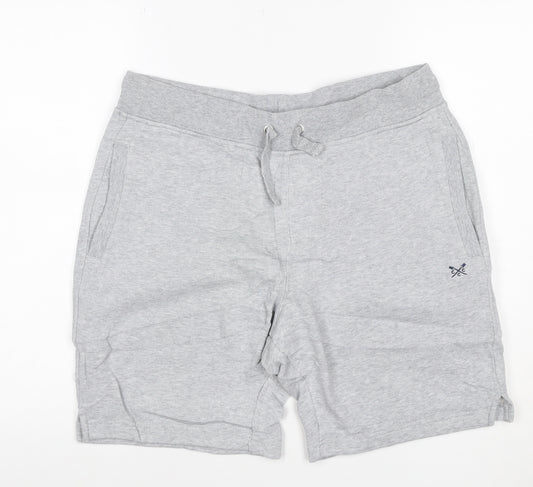 Crew Clothing Company Men’s Grey L Sweat Shorts Drawstring Logo Pockets