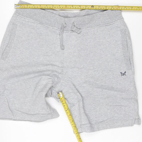 Crew Clothing Company Men’s Grey L Sweat Shorts Drawstring Logo Pockets