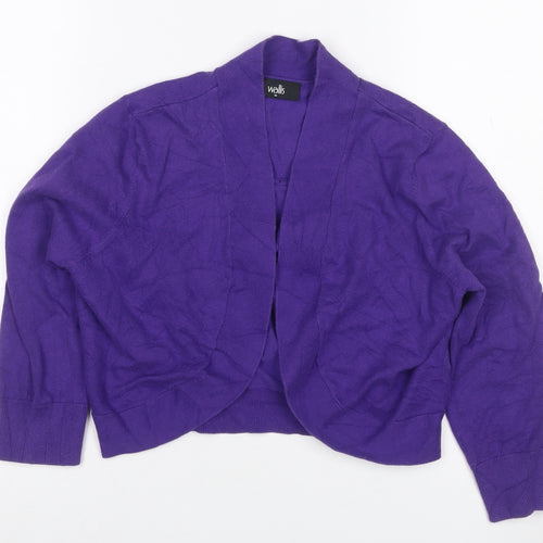 Wallis Women Purple M Open Front Knit Cotton Cardigan Long Sleeve