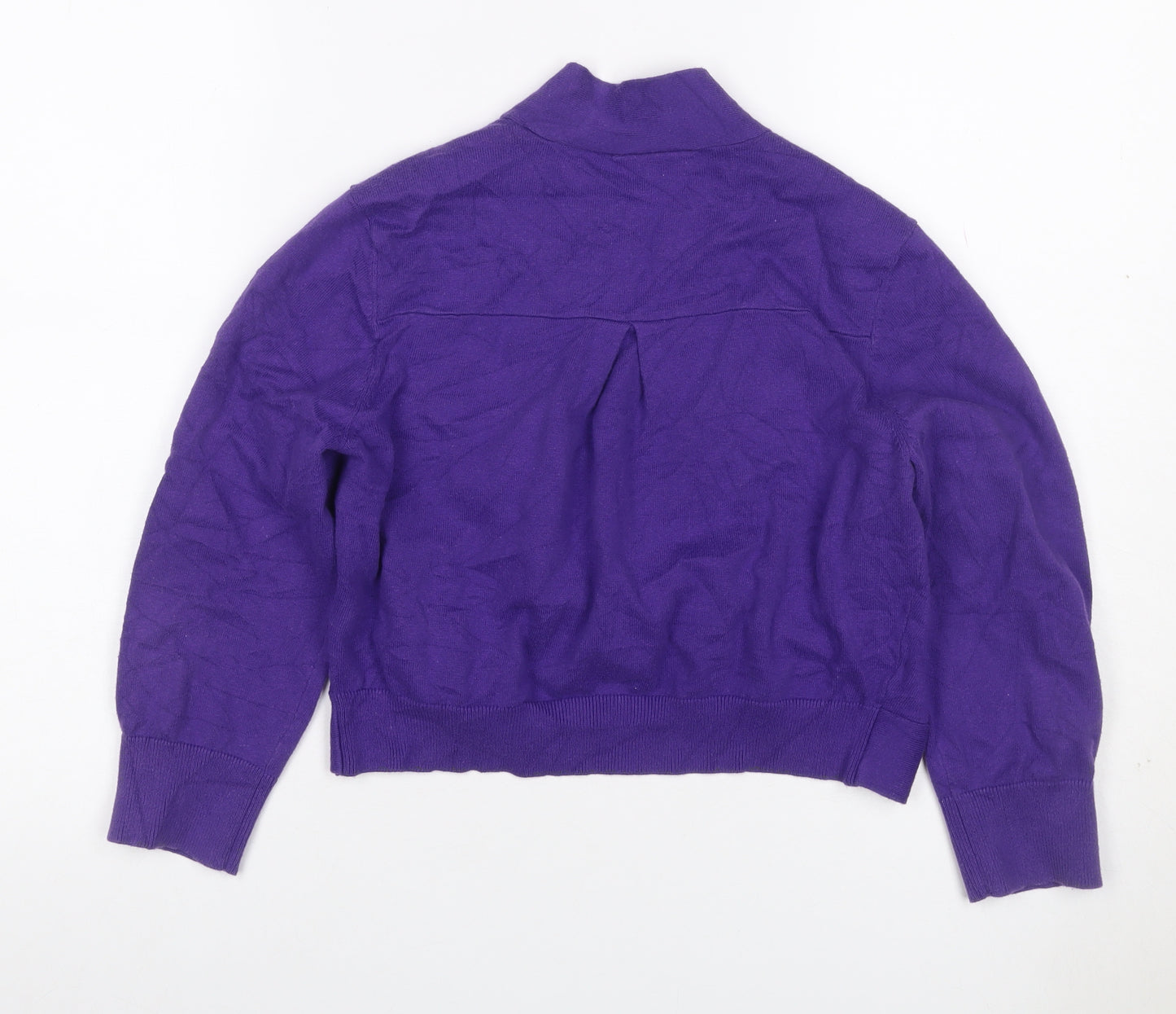 Wallis Women Purple M Open Front Knit Cotton Cardigan Long Sleeve