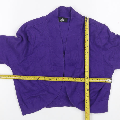 Wallis Women Purple M Open Front Knit Cotton Cardigan Long Sleeve