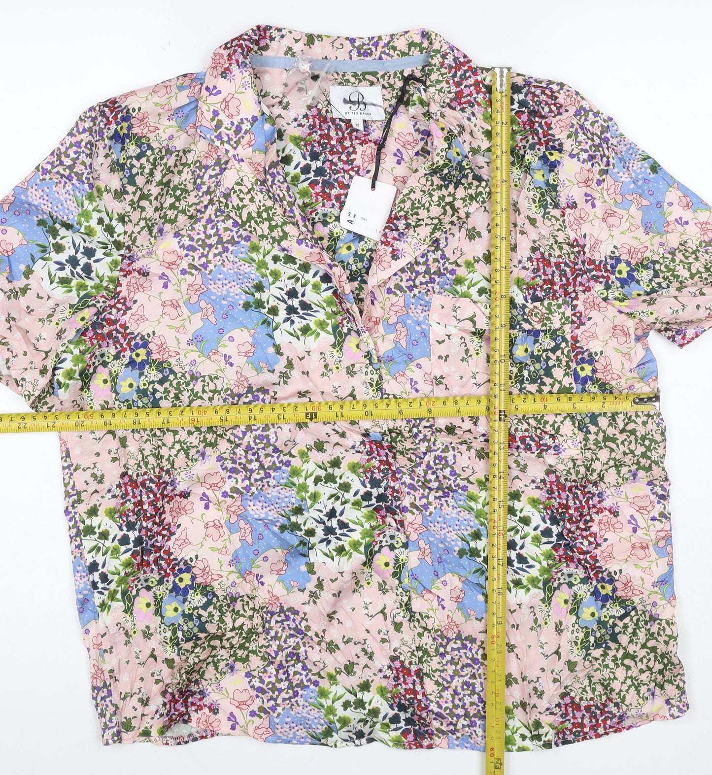 Ted Baker Women’s Multicoloured Floral Collared Blouse UK 12