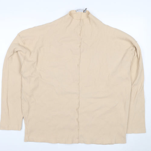 ASOS Men’s Beige XL Waffle Knit Mock Neck Pullover Sweatshirt