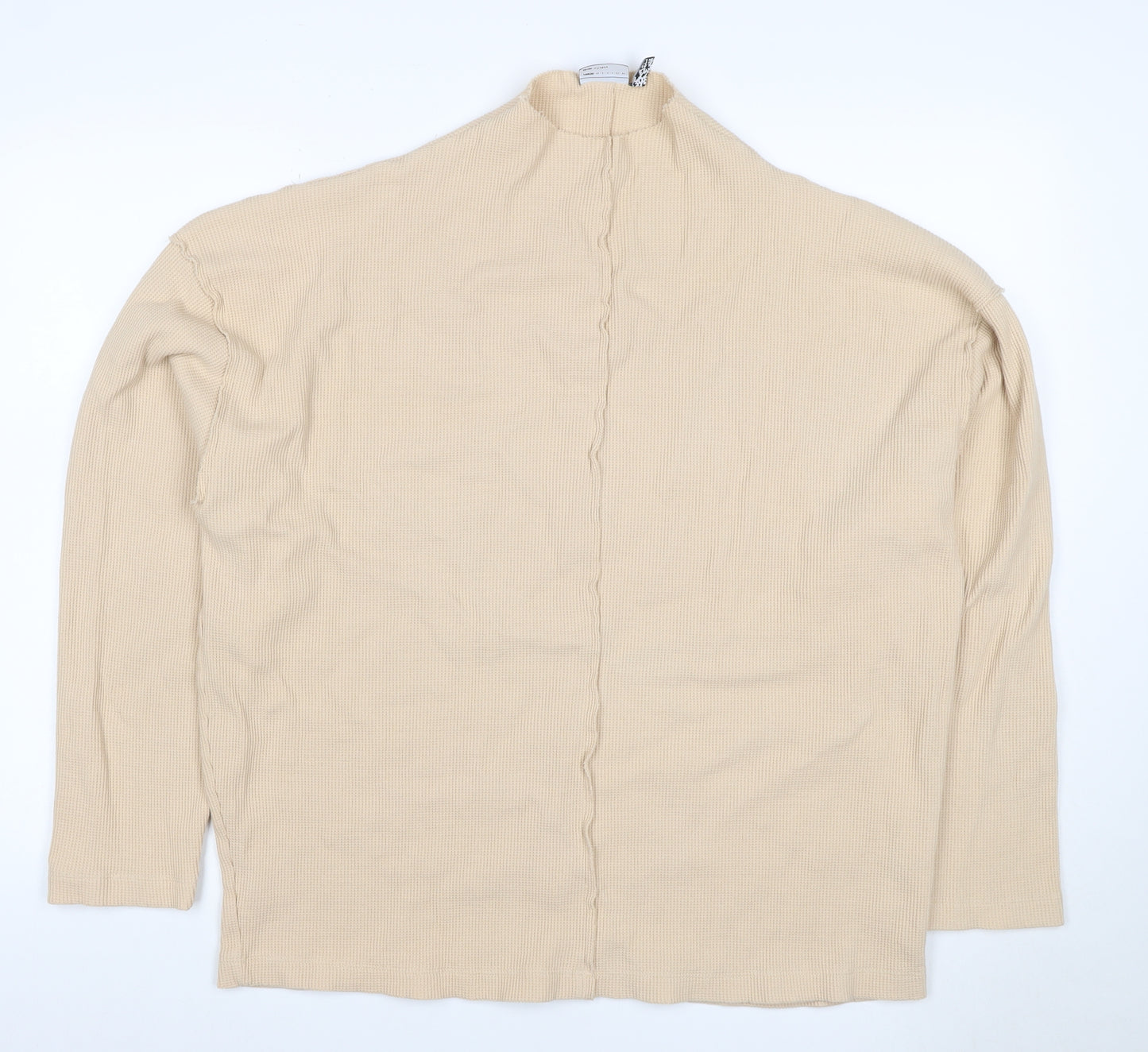 ASOS Men’s Beige XL Waffle Knit Mock Neck Pullover Sweatshirt