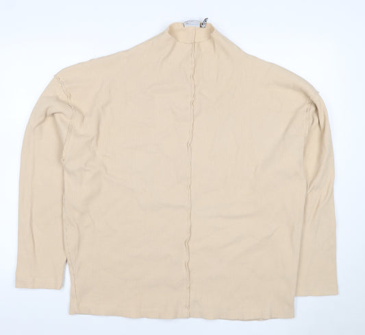 ASOS Men’s Beige XL Waffle Knit Mock Neck Pullover Sweatshirt