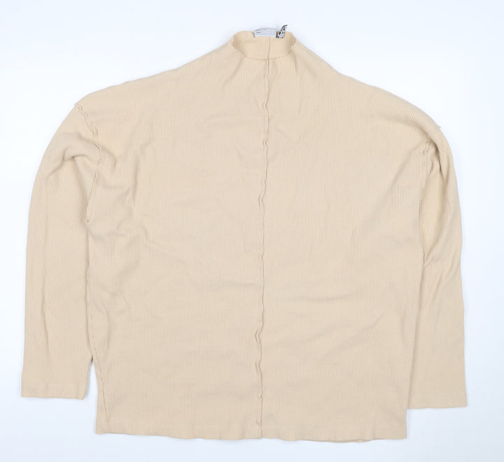 ASOS Men’s Beige XL Waffle Knit Mock Neck Pullover Sweatshirt